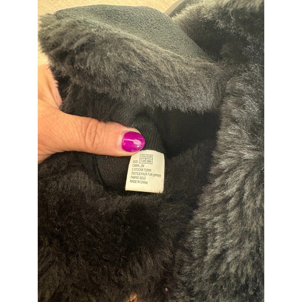 Southpole Cabin 2M Boots Womens 7.5 Black Faux Fur Pom Pom Y2K Mid Calf - Picture 6 of 7